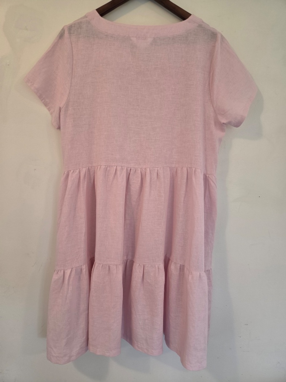 Northern Reflections pink linen dress M tiered oversized lagenlook cottage core - Picture 3 of 8